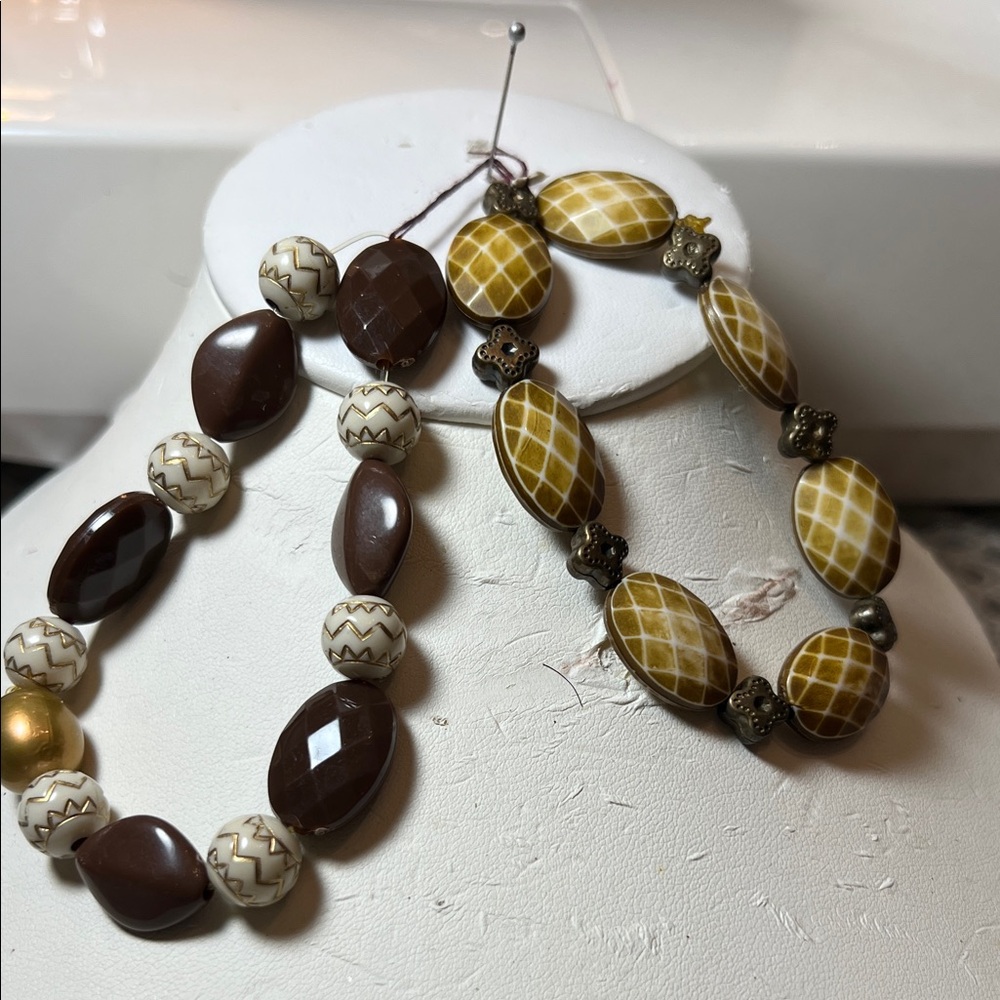 Elegant Brown and Cream Beaded Bracelet Set